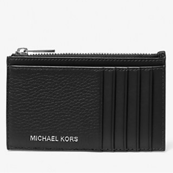 NEW MICHAEL KORS Cooper Slim Pebbled Leather Zip Wallet Card Holder - Picture 1 of 11